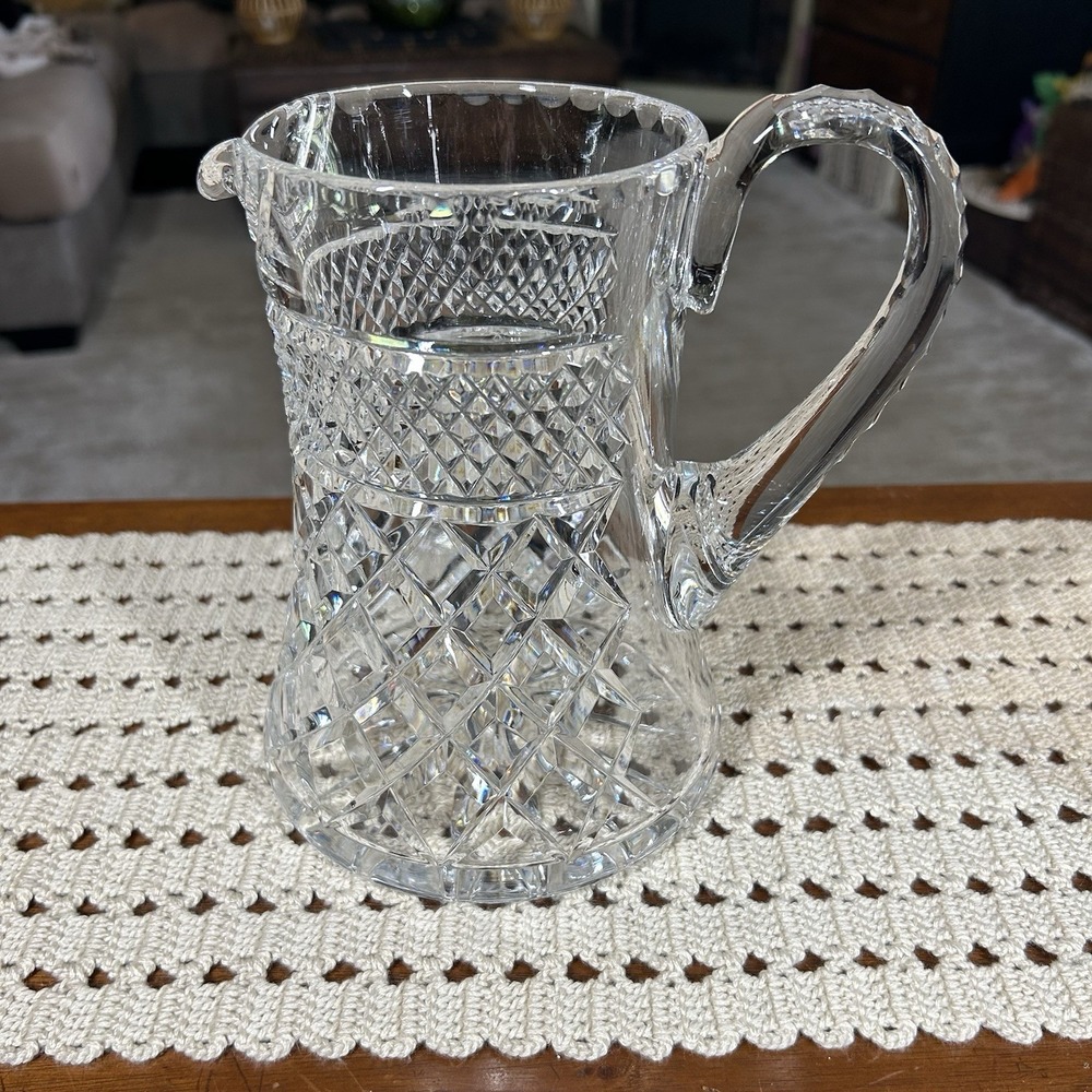 Vtg Anchor Hocking Wexford Clear Hourglass Shape Thick Glass Water Pitcher 32 oz